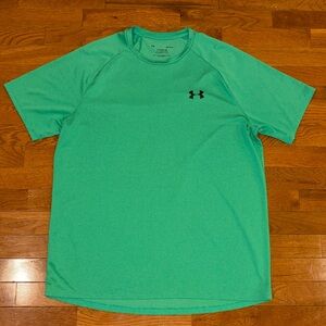 Under Armour Men's The Tech Tee - green with black logo Size Large